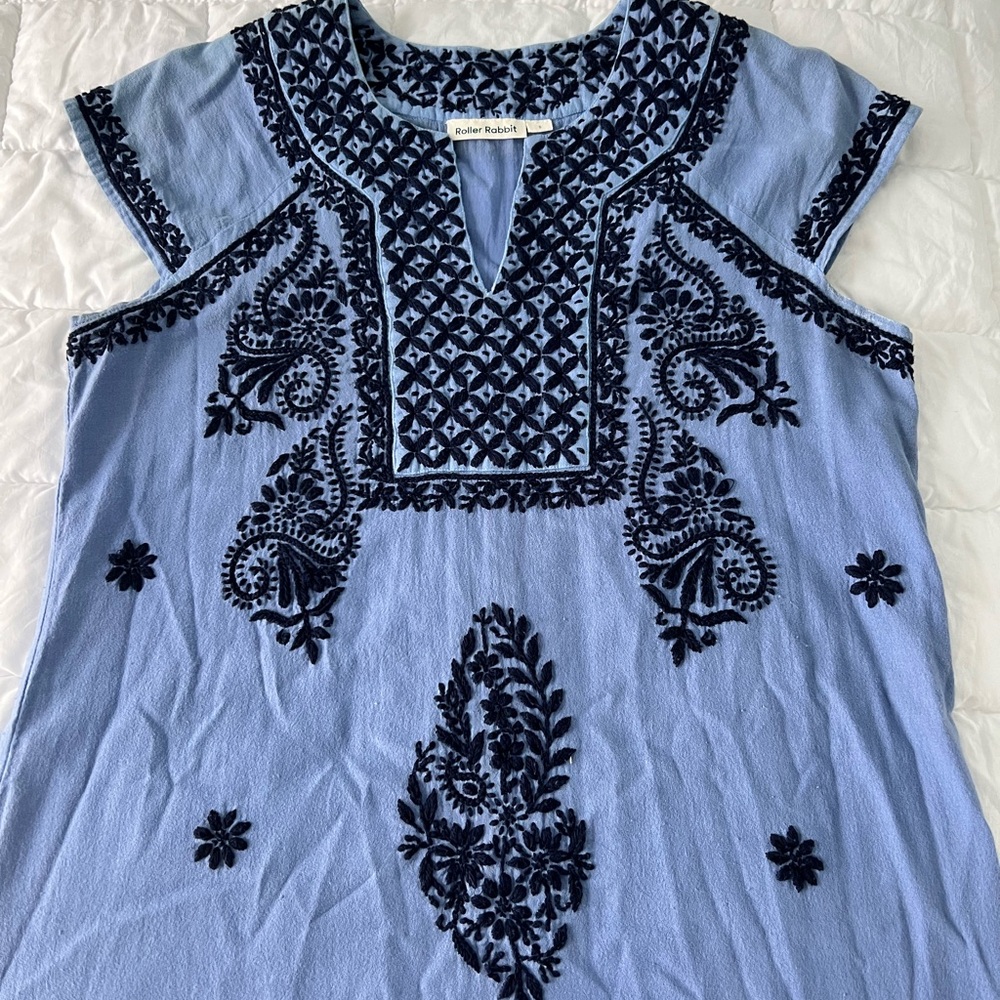 Roller Rabbit Light Blue Embroidered dress